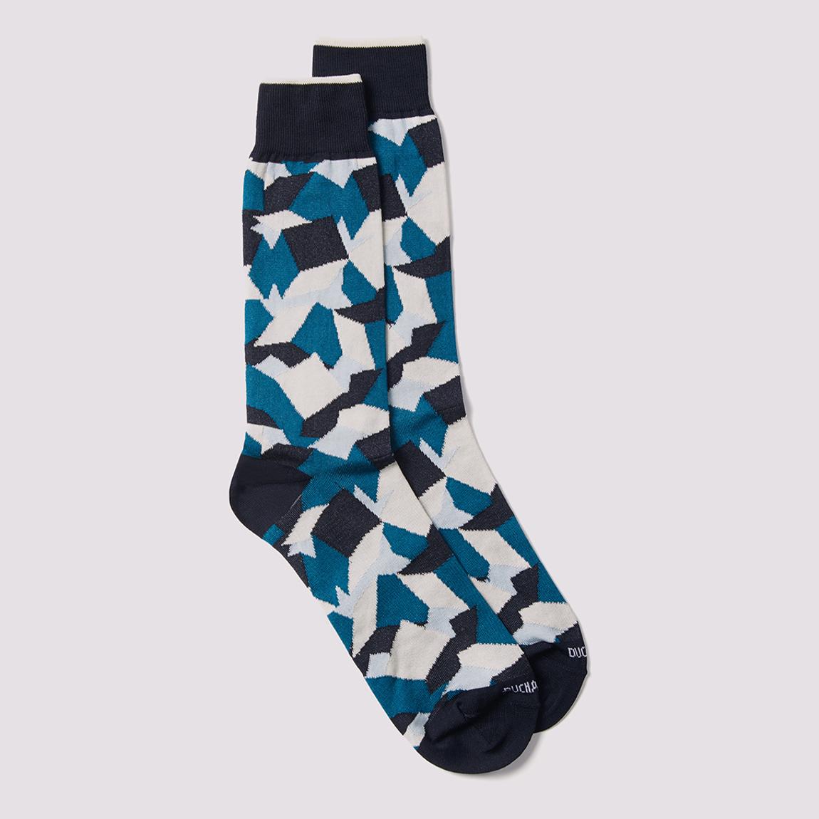 2 Pack Blue Abstract Print Cotton Blend Socks main product photo