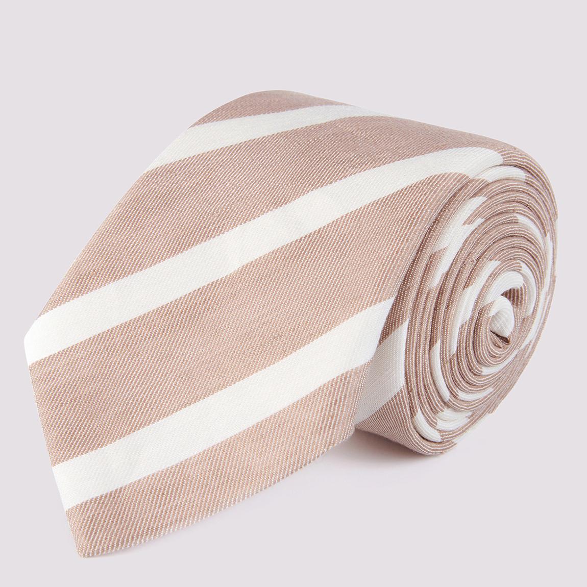 Sand Striped Silk Blend Tie main product photo