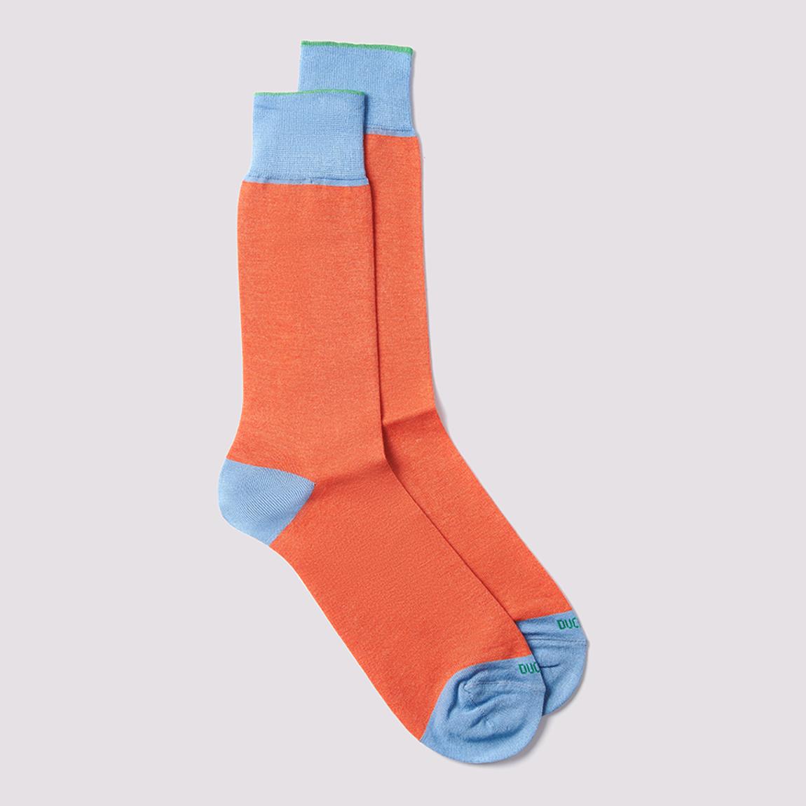Orange Contrast Heel Cotton Blend Socks main product photo