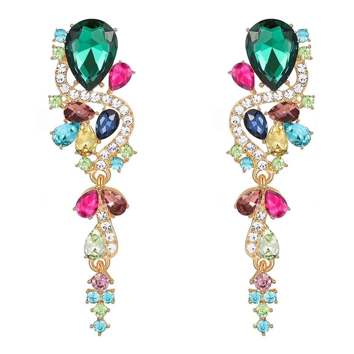 18K Gold Multi Color Pastel Chandelier Earrings main product photo