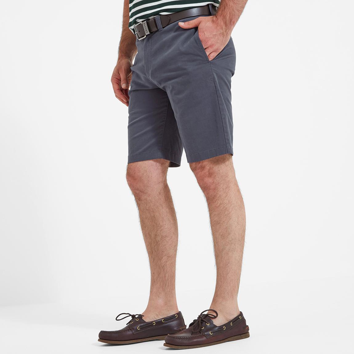 Navy Cotton Blend Shorts