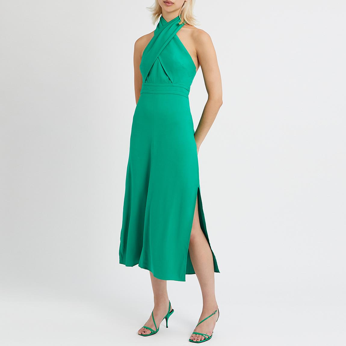 Bright Green Aleena Halter Neck Midi Dress main product photo