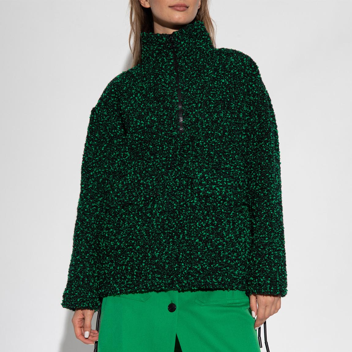 Green Wool Blend Half Zip Jacket main product photo
