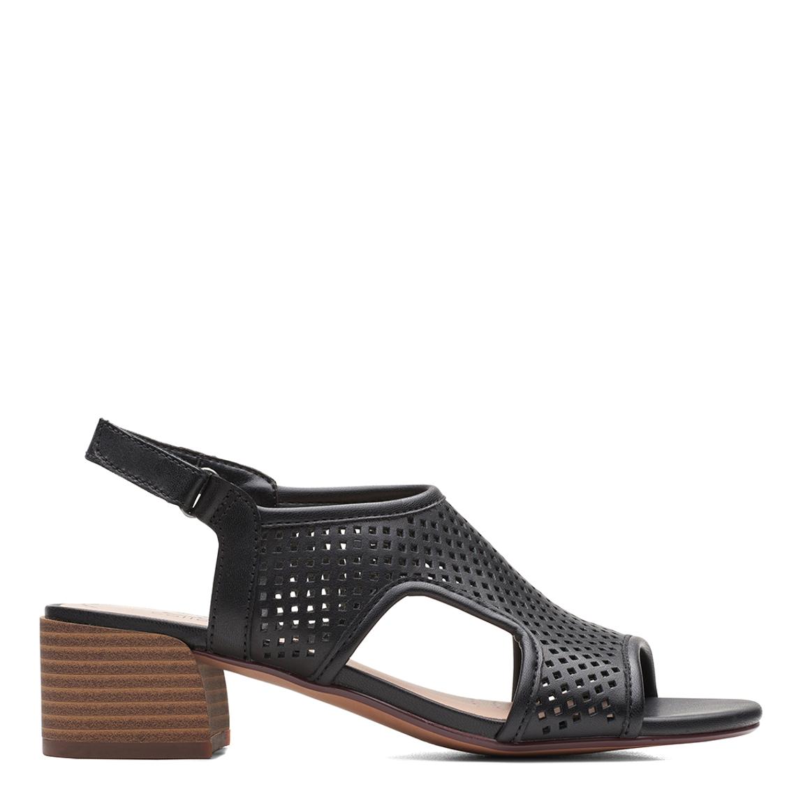 Black Leather Caroleigh Star Heeled Sandals main product photo