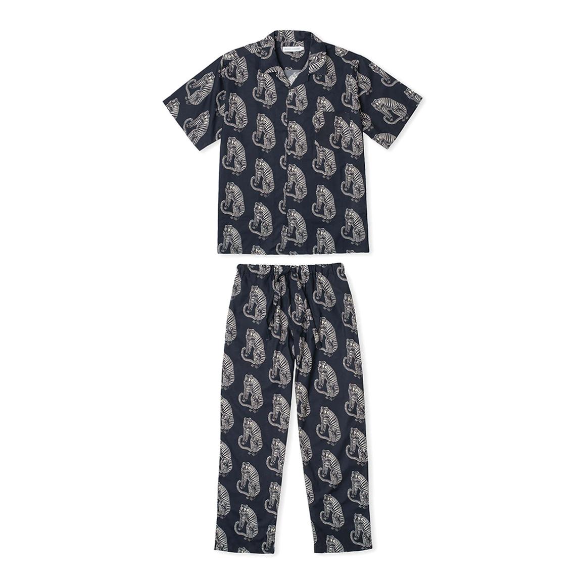 Cream Sansindo Tiger Mens Cuban Long Pyjama Set main product photo