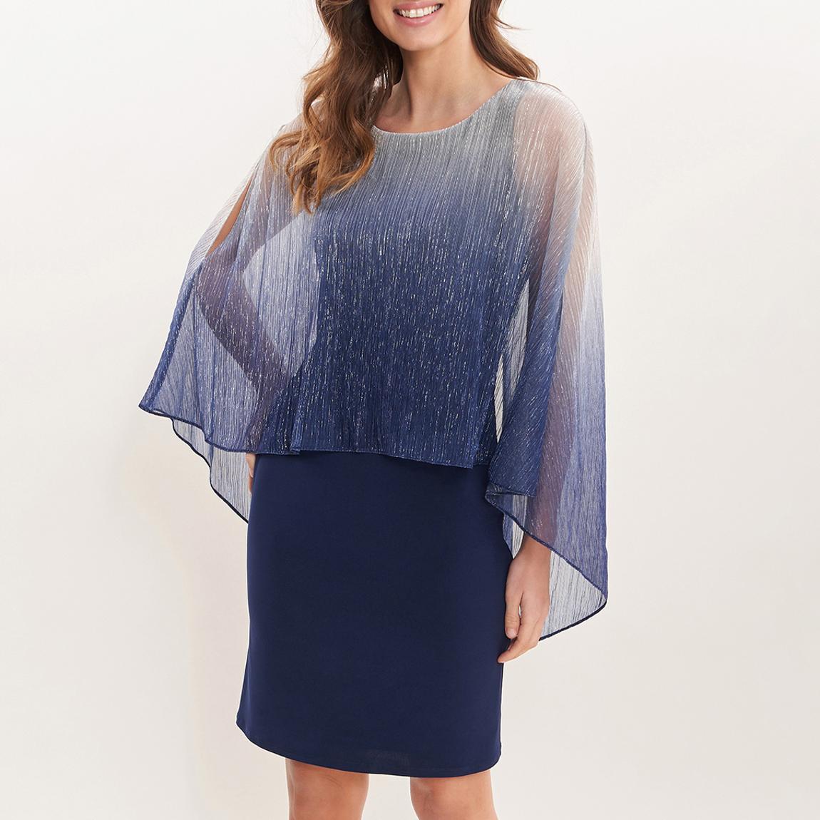 Navy Shyla Foil Cape Chiffon Cocktail Dress main product photo