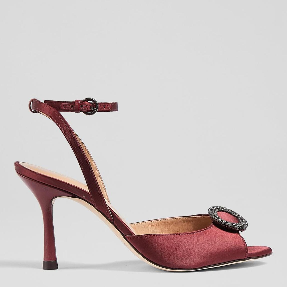 Burgundy Satin Belle Embellished Sandals main product photo