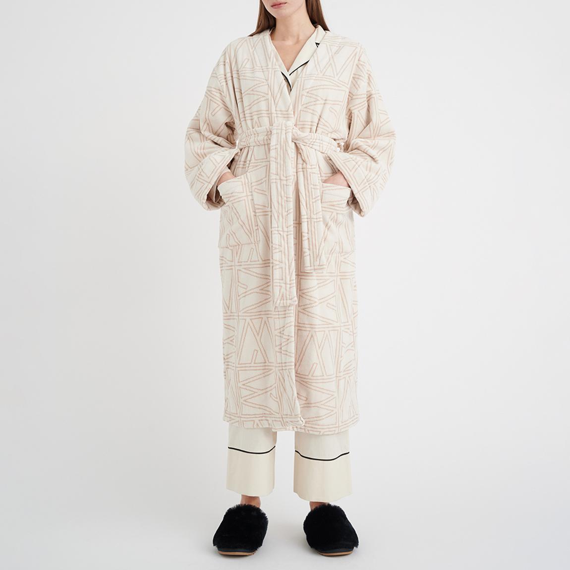 Cream/Beige Pattern Cozyl Cotton Bathrobe main product photo