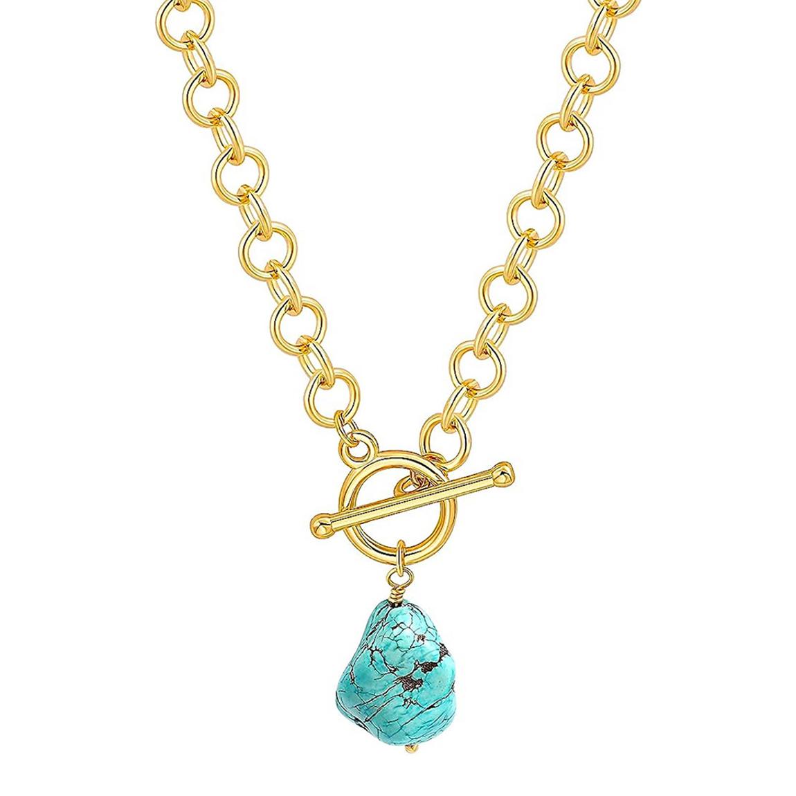 18K Gold Turquoise Drop Necklace main product photo