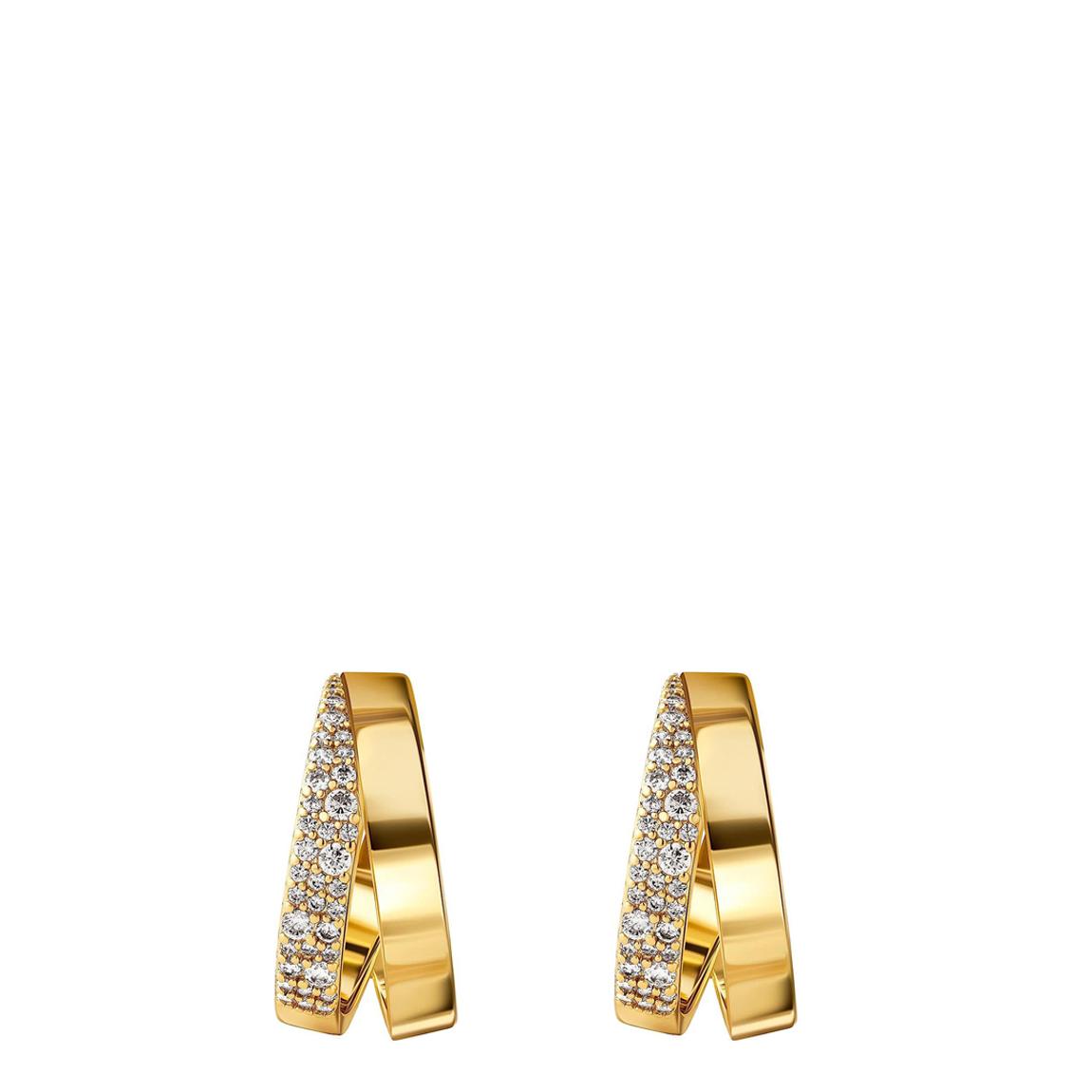 18K Gold Double Layer Cz Mini Hoop Polished Earrings main product photo