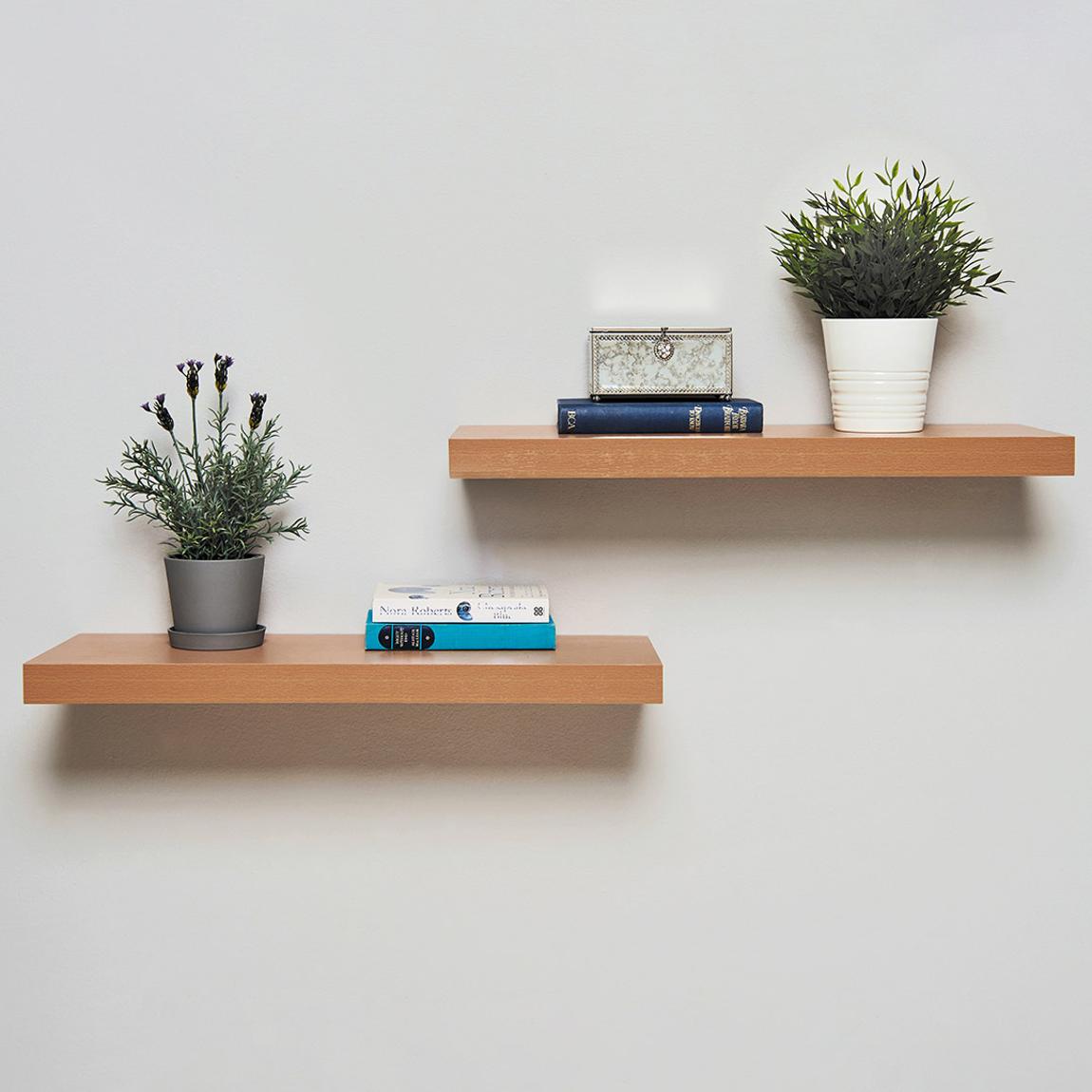Pack 2 x 40cm Floating Shelves Oak main product photo