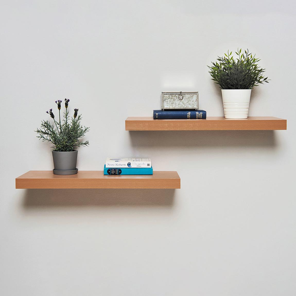 Pack 2 x 60cm Floating Shelves Oak main product photo