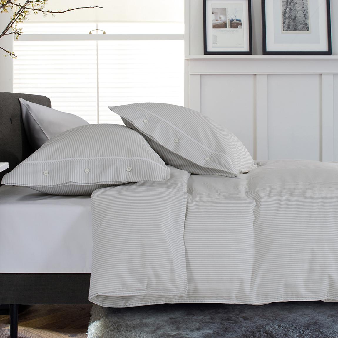Button Stripe Superking Duvet Set, Grey main product photo