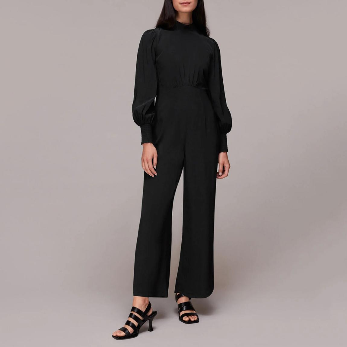Black Shirred Bodice Jumpsuit main product photo