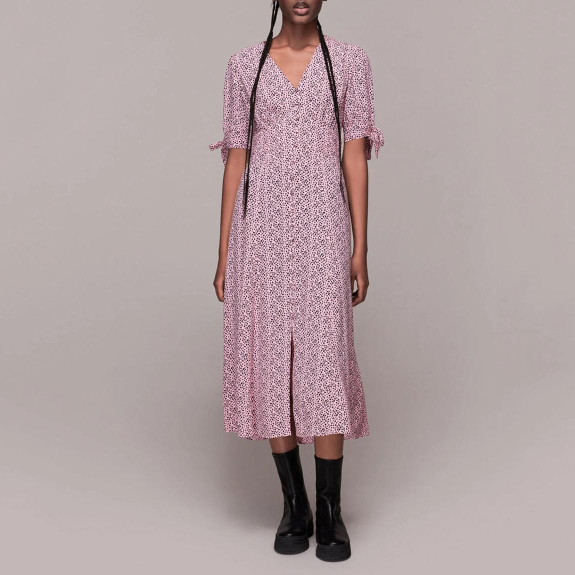 Pink Animal Print Neave Midi Dress main product photo