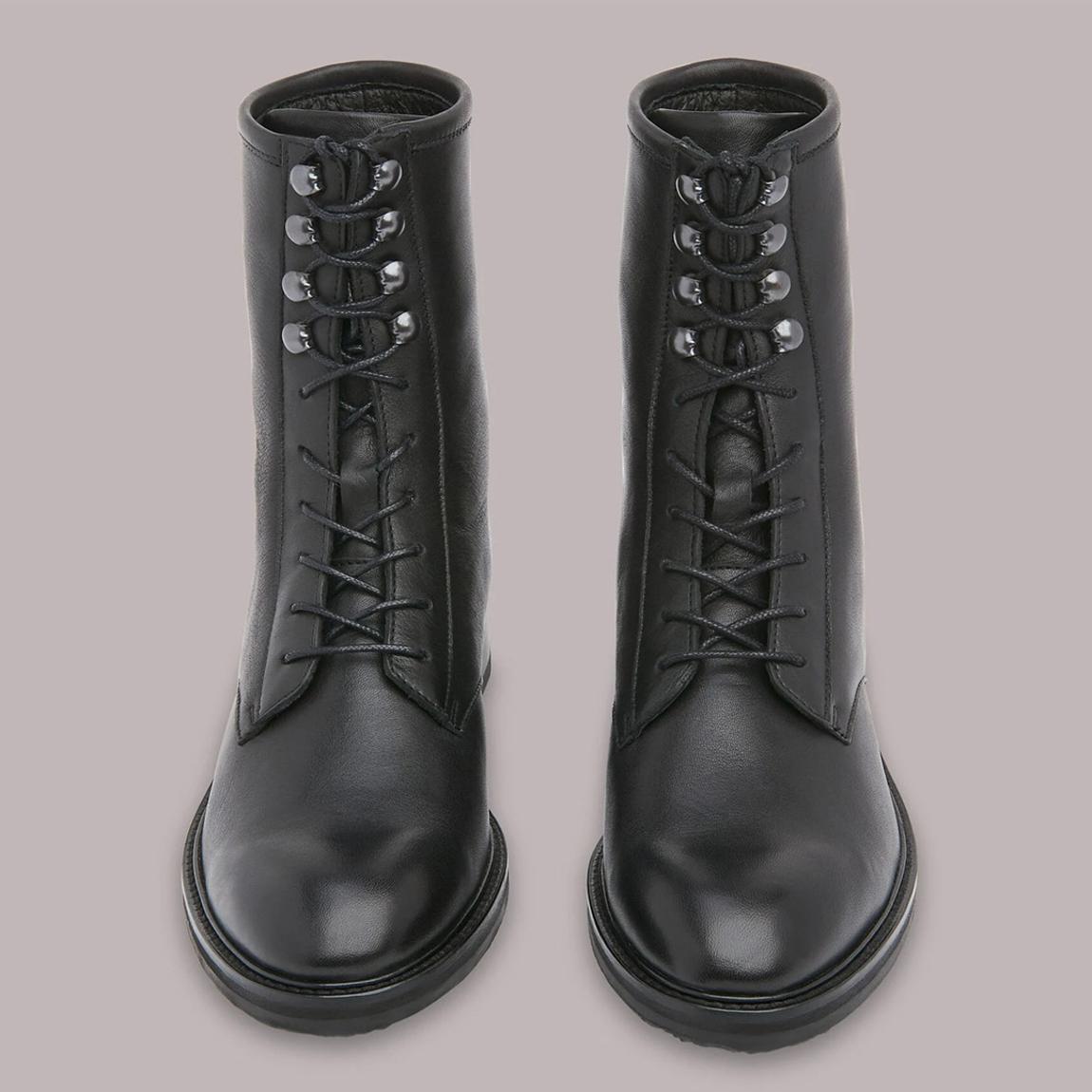 Black Asha Lace Up Leather Boots main product photo