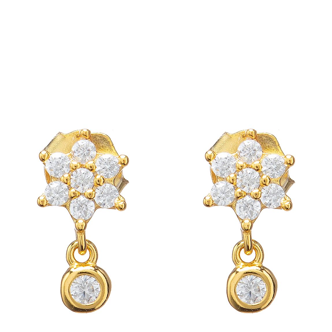 White & Gold Daisy Hanging Earrings main product photo