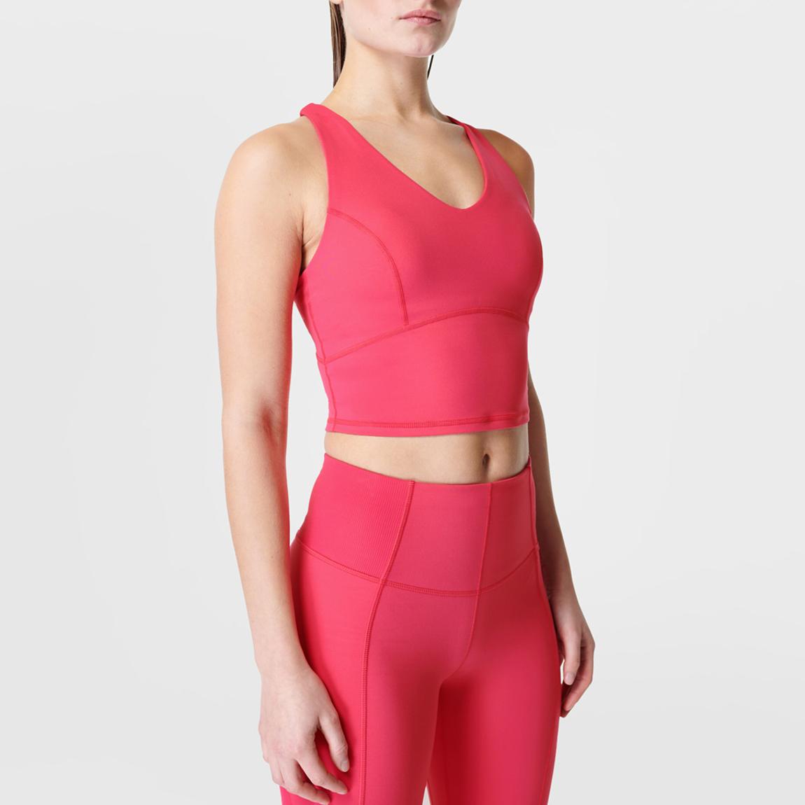 Pink Super Soft Crop Strappy Back Workout Tank Top main product photo