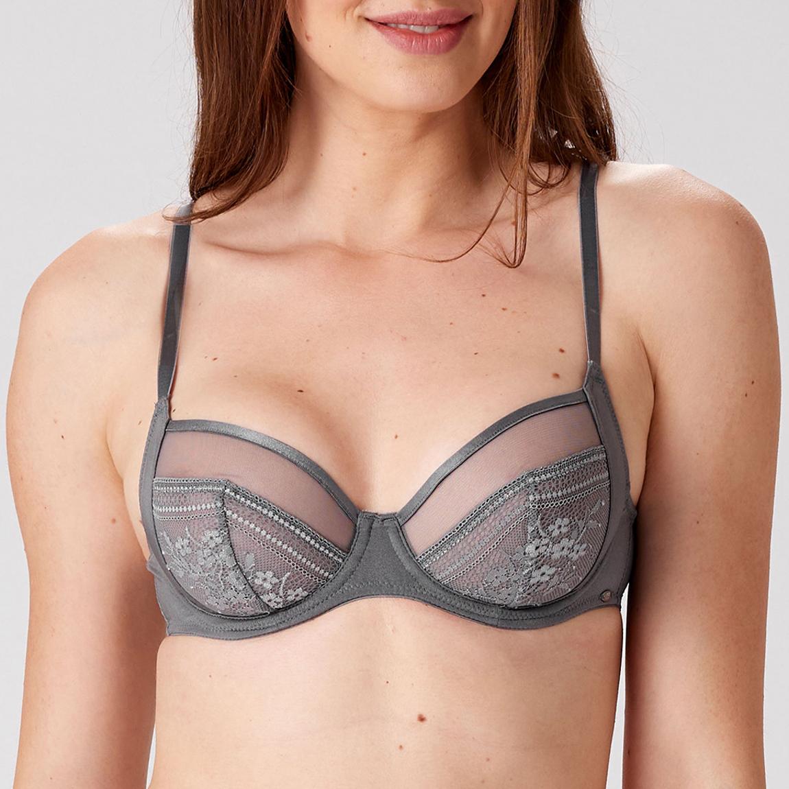 Grey Botanical Lace DD+ Balconette Bra main product photo