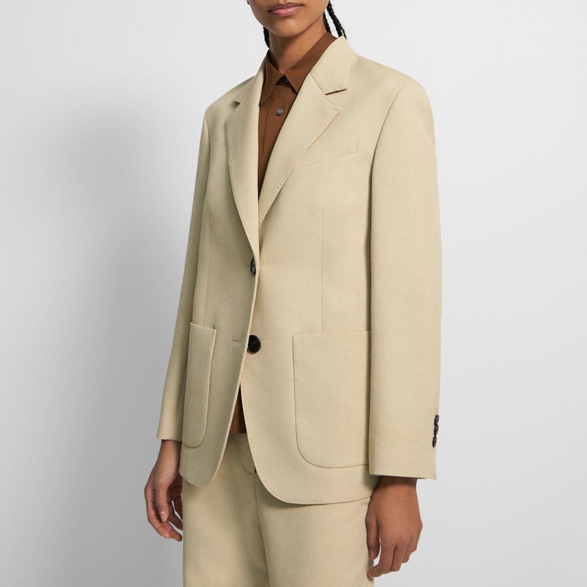 Cream Single Breasted Wool Blend Blazer main product photo