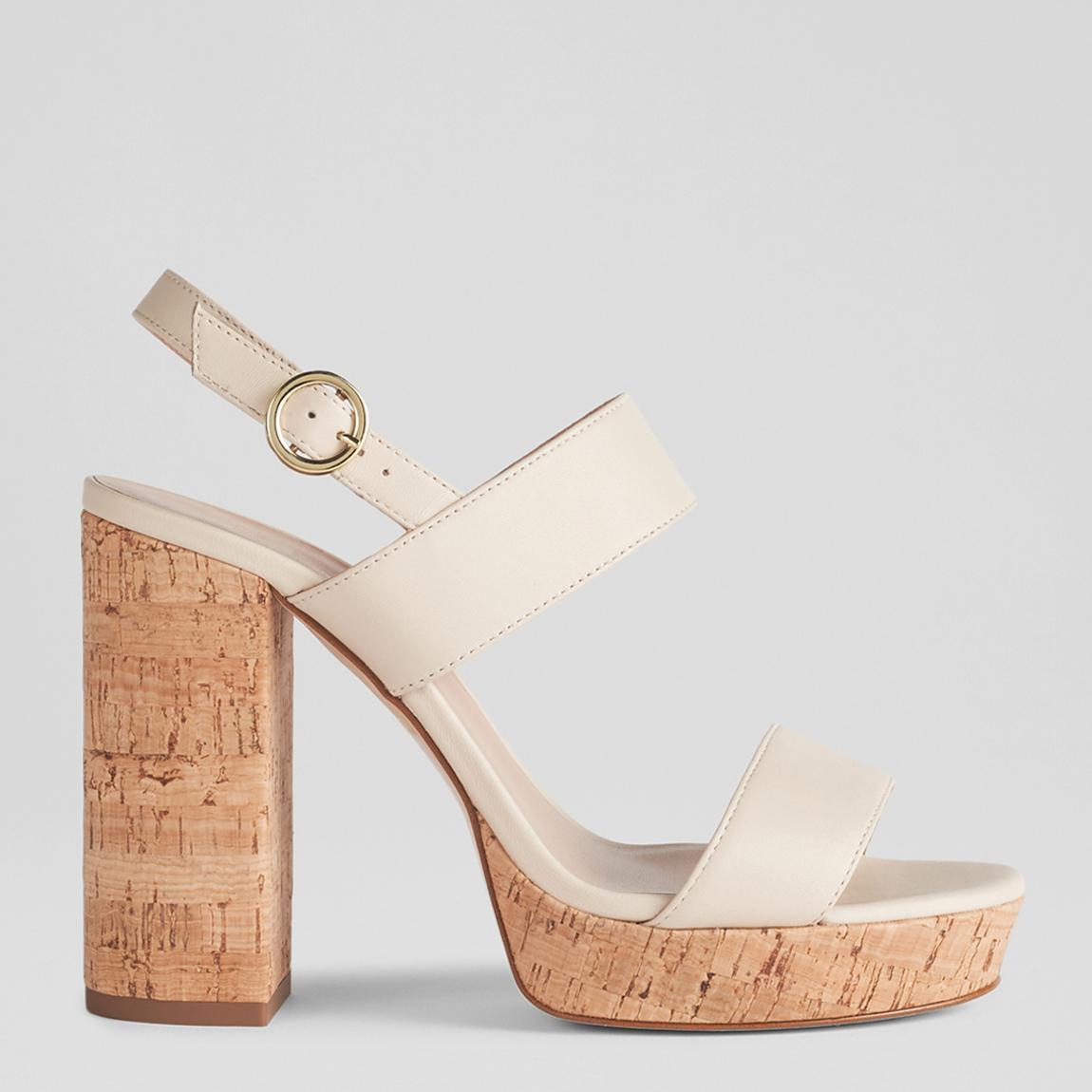 White Misty Cork Platform Heeeled Sandals main product photo