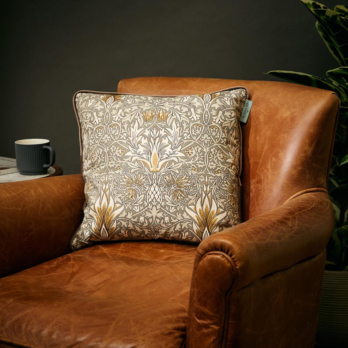Snakeshead 43x43cm Cushion, Pewter & Gold main product photo