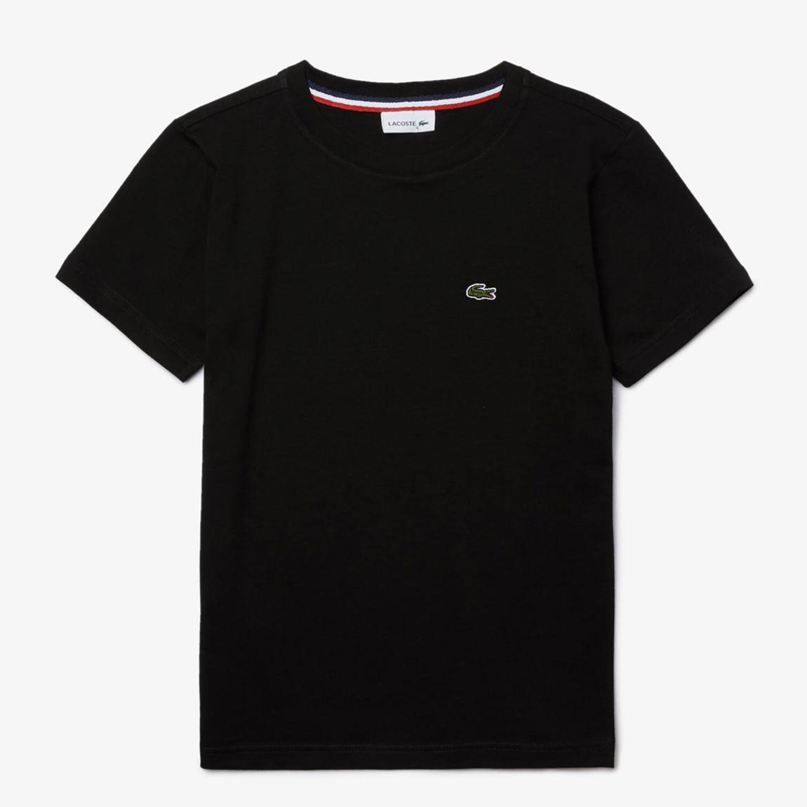 Teen's Black Embroidered Crew Neck T-Shirt main product photo