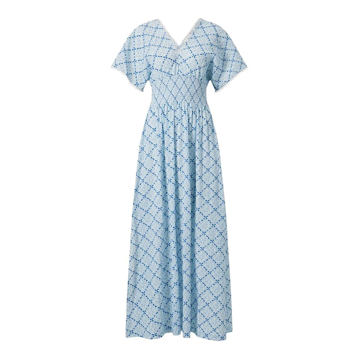 Blue/Multi Grand Cayman Smock Waist Maxi Dress main product photo