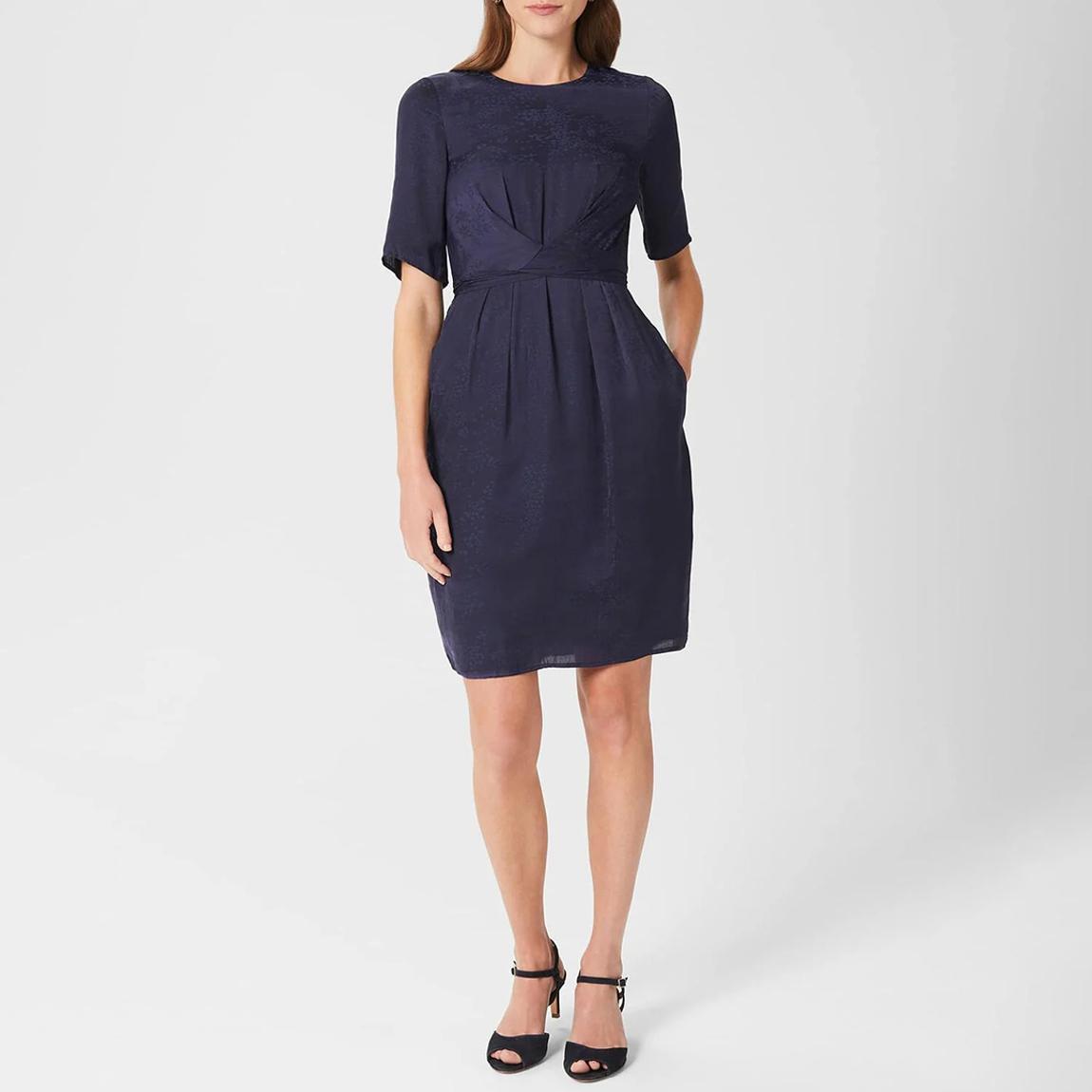 Navy Anya Jacquard Dress main product photo