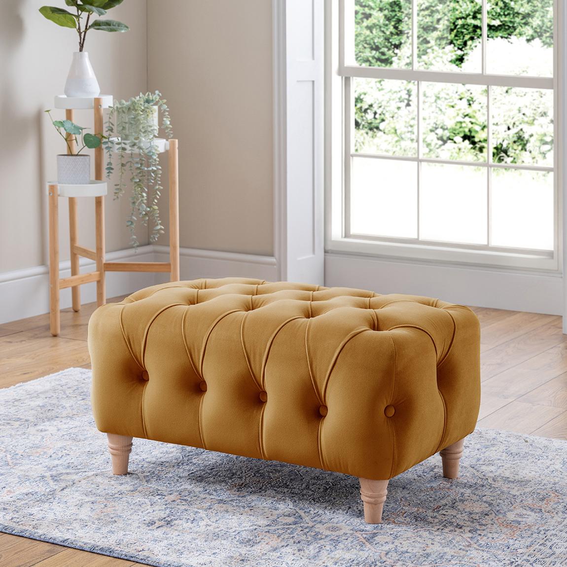 The Soho Footstool, Velvet Ochre main product photo