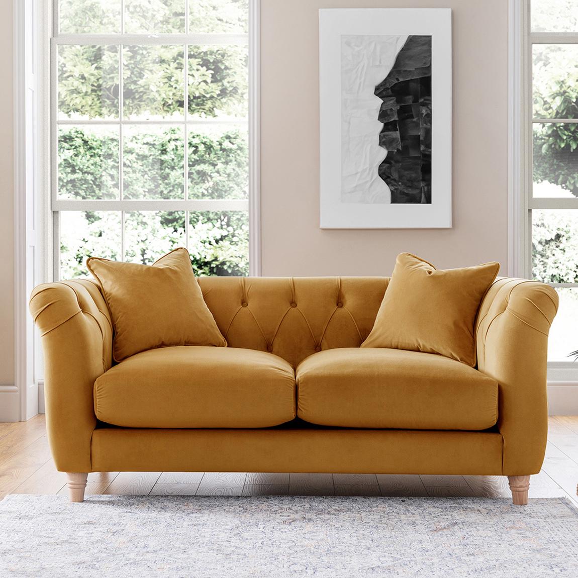 The Soho Medium Sofa, Velvet Ochre main product photo