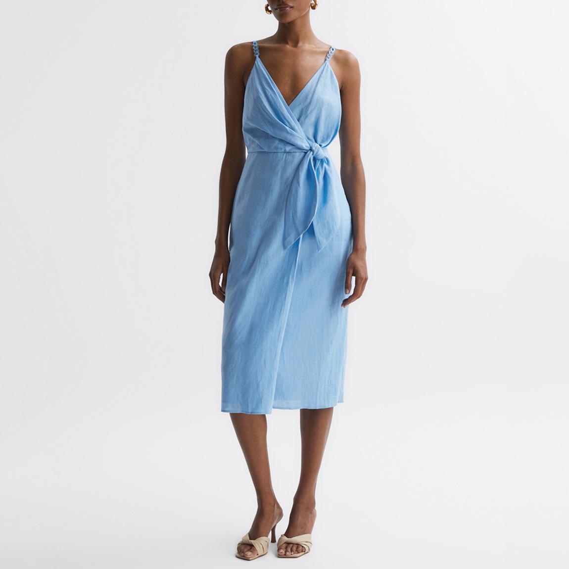 Pale Blue Esme Tie Midi Dress main product photo