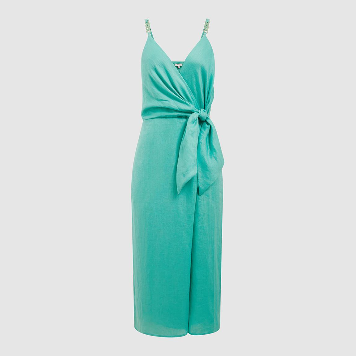 Reiss Blue Esme Tie Midi Dress - BrandAlley