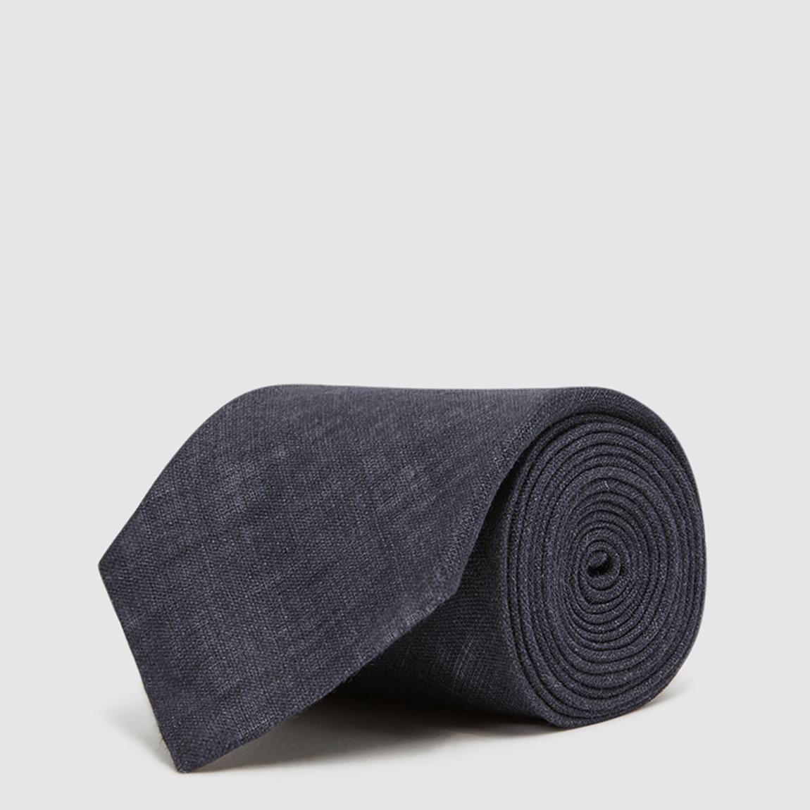 Navy Lazzaro Pattern Linen Tie main product photo
