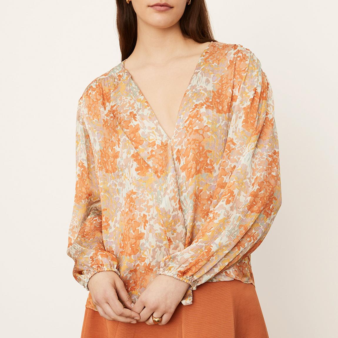 Orange Garden Floral Silk Blouse main product photo