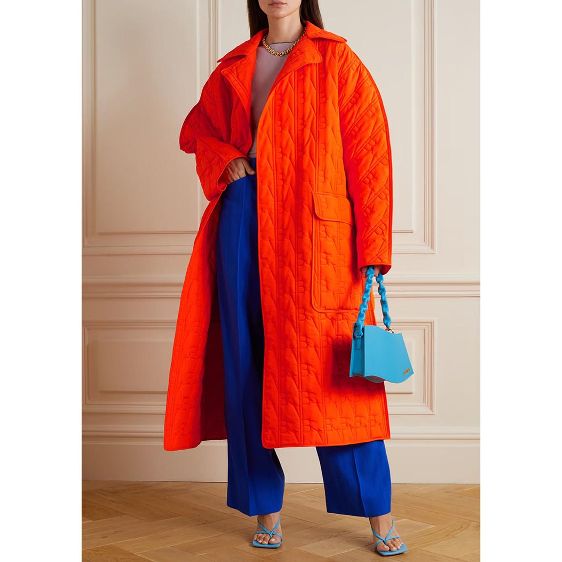 Orange Side Split Cocoon Coat main product photo