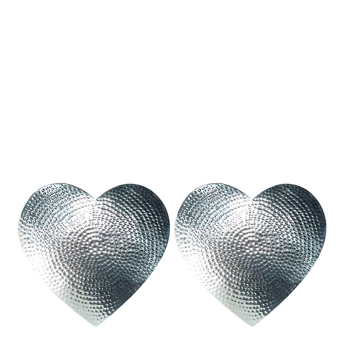 2 Heart Flat Hammered Place Mats - Silver main product photo