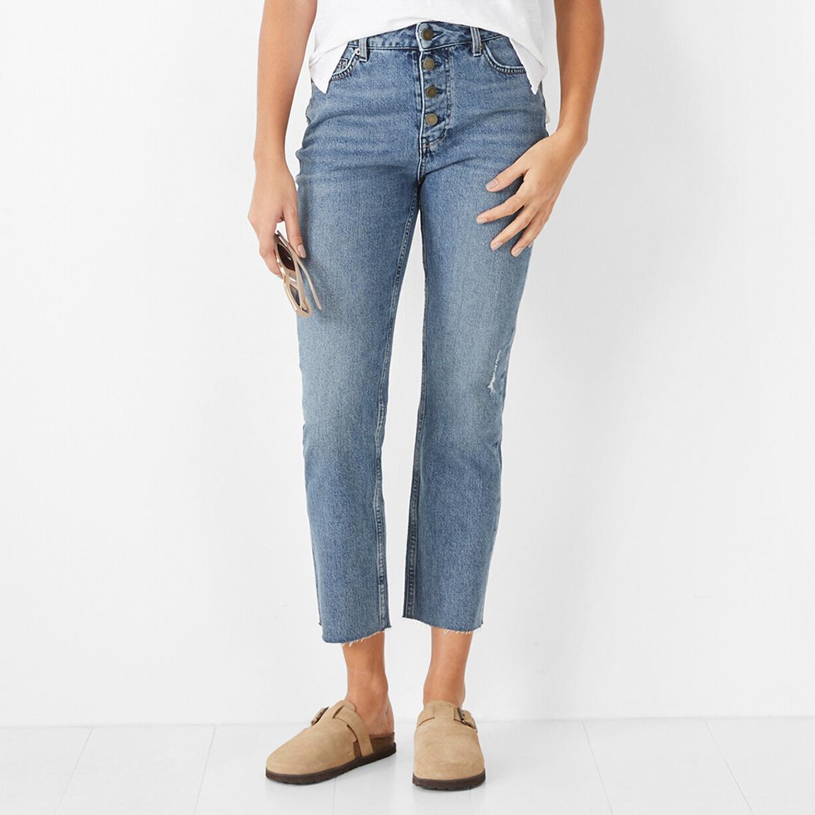 Mid Authentic Wash Dylan Straight Cropped Jeans main product photo