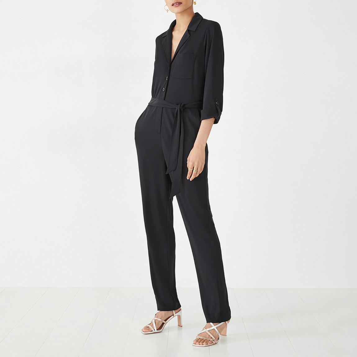 Black Portia Belted Jumpsuit main product photo