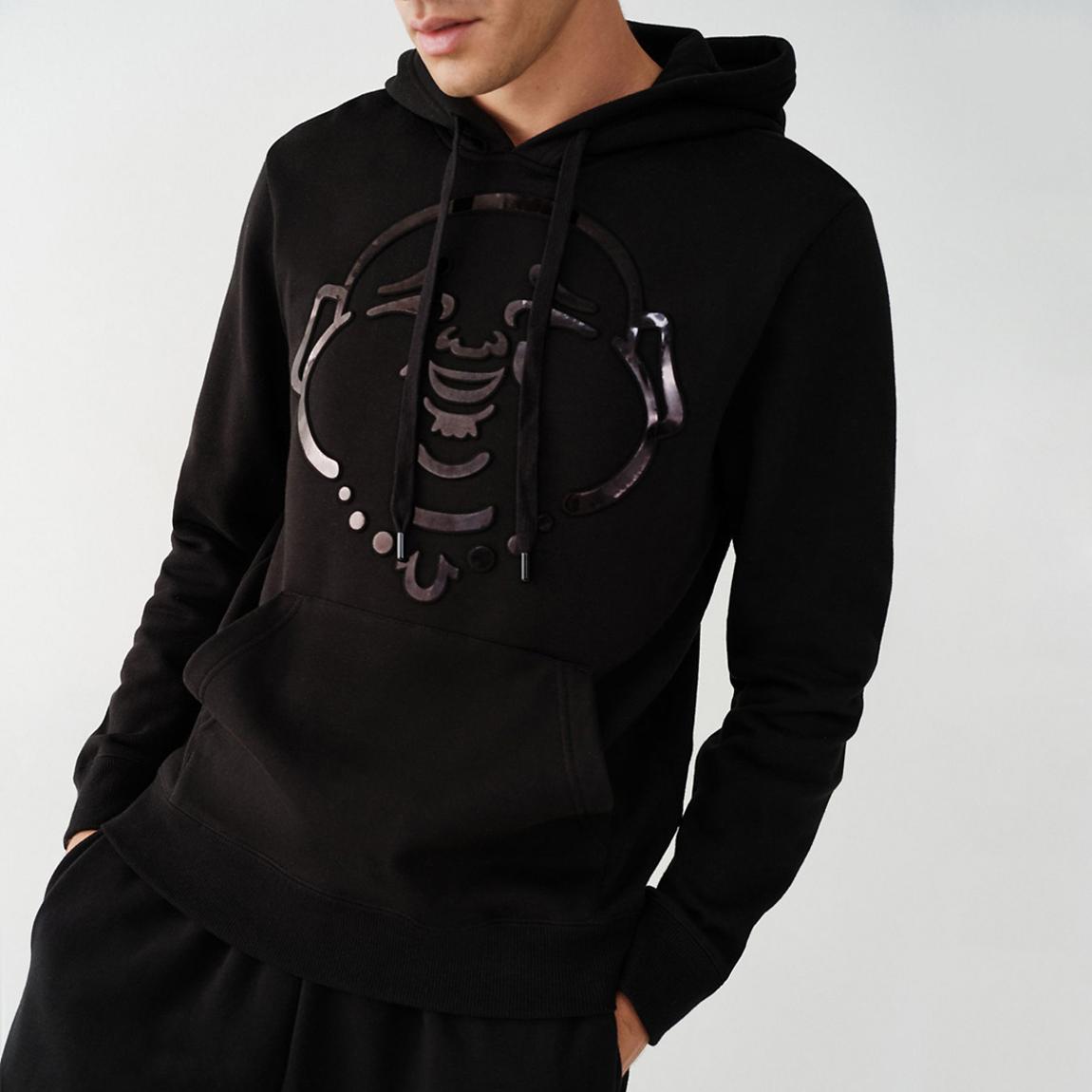 Black Buddha Face Metallic Hoodie main product photo