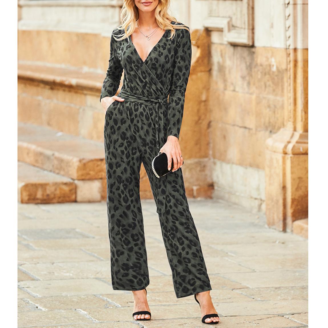 Khaki Animal Print Jumpsuit main product photo