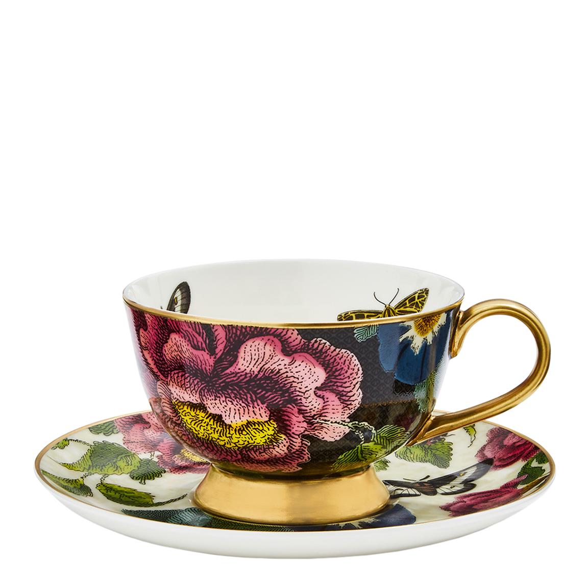 Black & Cream Coupe TeaCup & Saucer main product photo