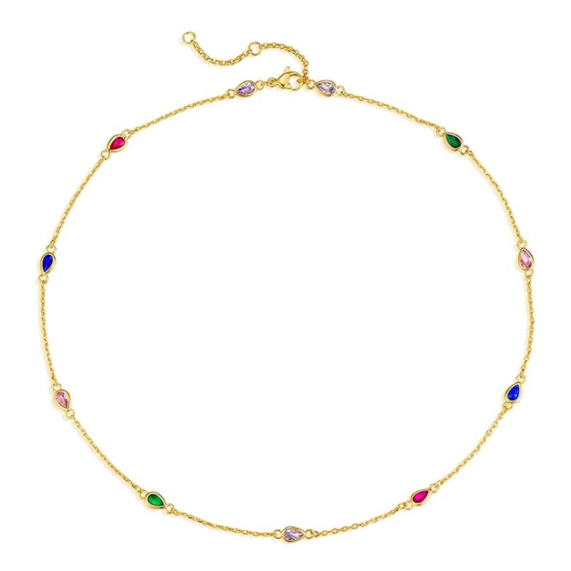 18K Gold Pear Shape Station Necklace main product photo
