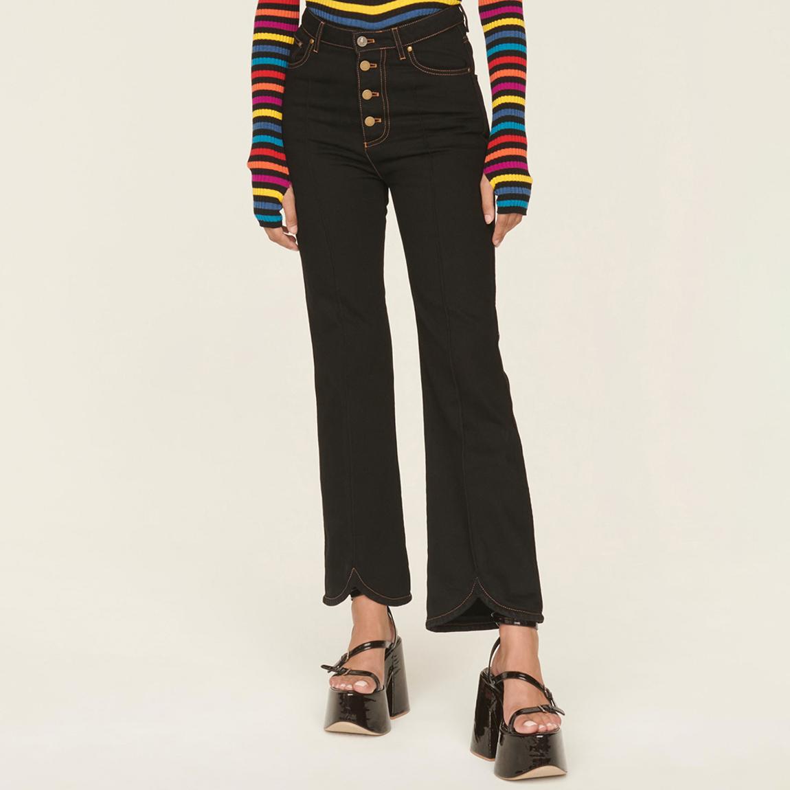 Black Cotton Flared Jeans main product photo