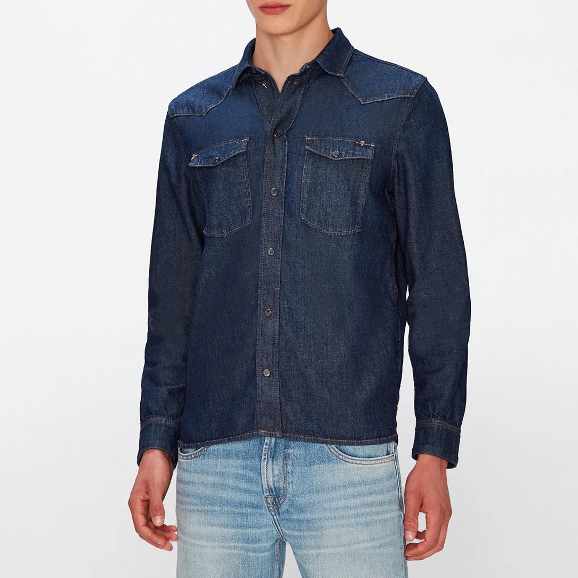 Dark Blue Western Denim Shirt main product photo
