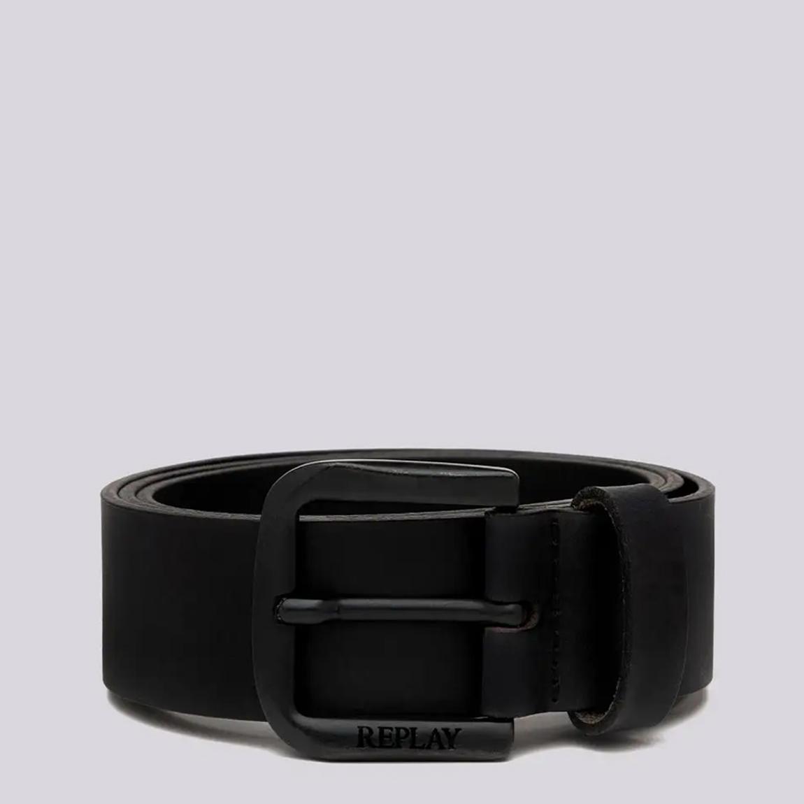 Black Branded Leather Buckle Belt main product photo
