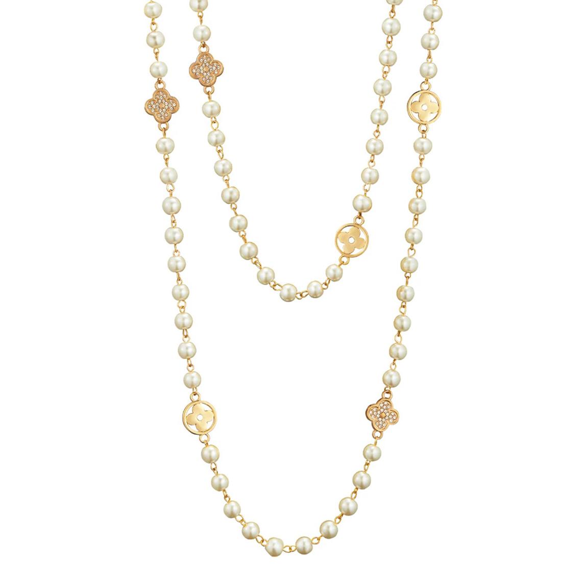 18K Gold Multi Pearl Embelished Endless Necklace main product photo
