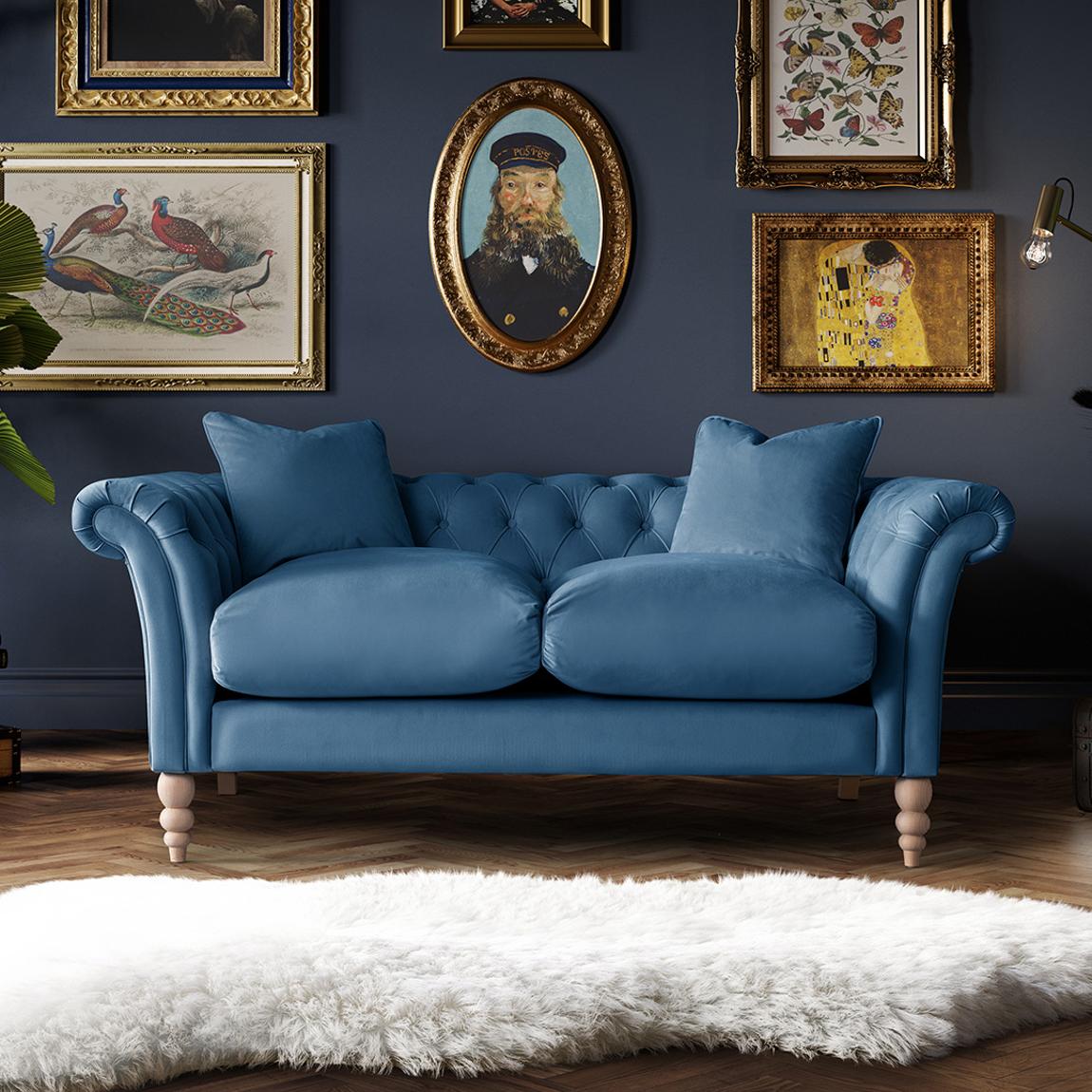The Mayfair Medium Sofa, Velvet Sky main product photo