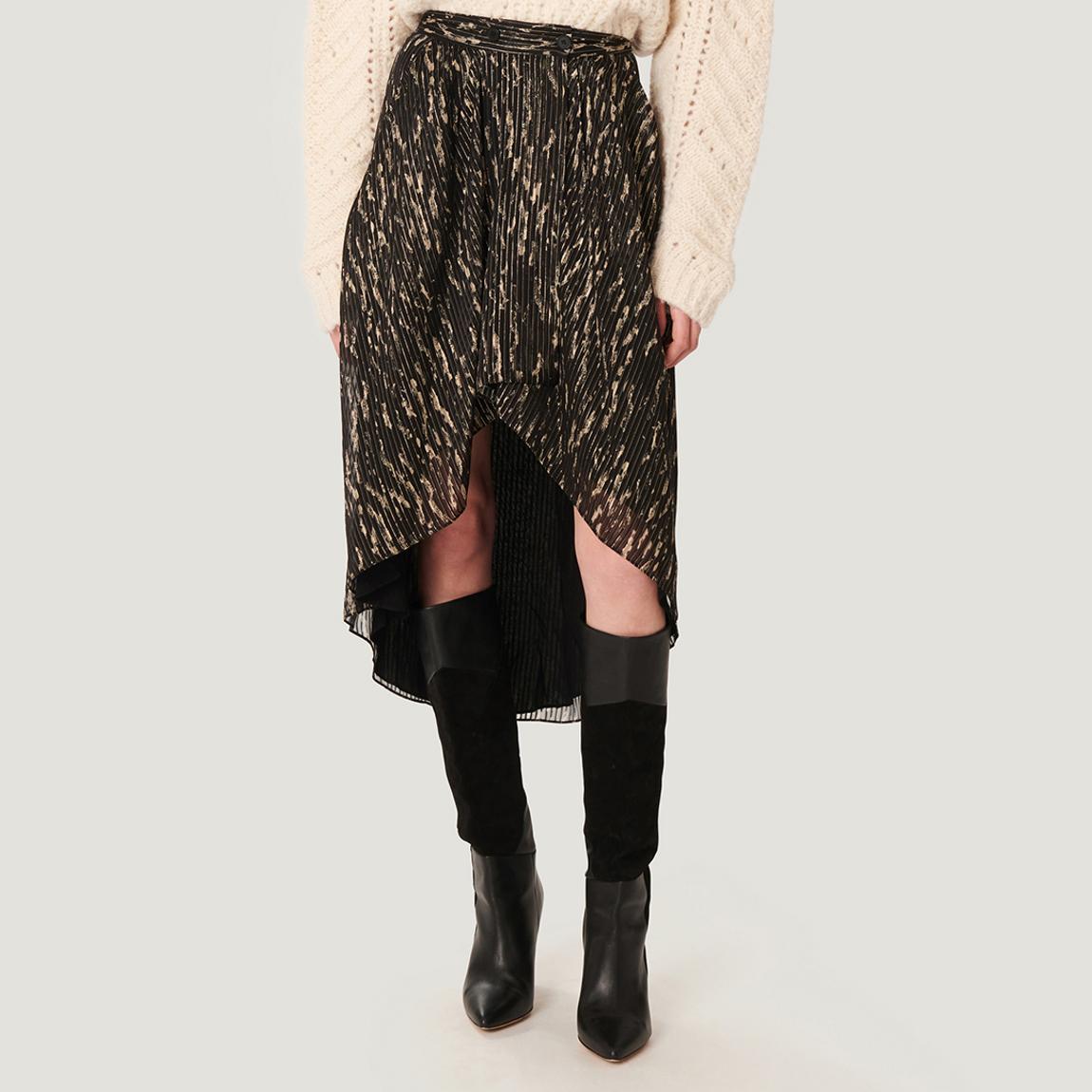 Black/Beige Arzu Stripe Midi Skirt main product photo