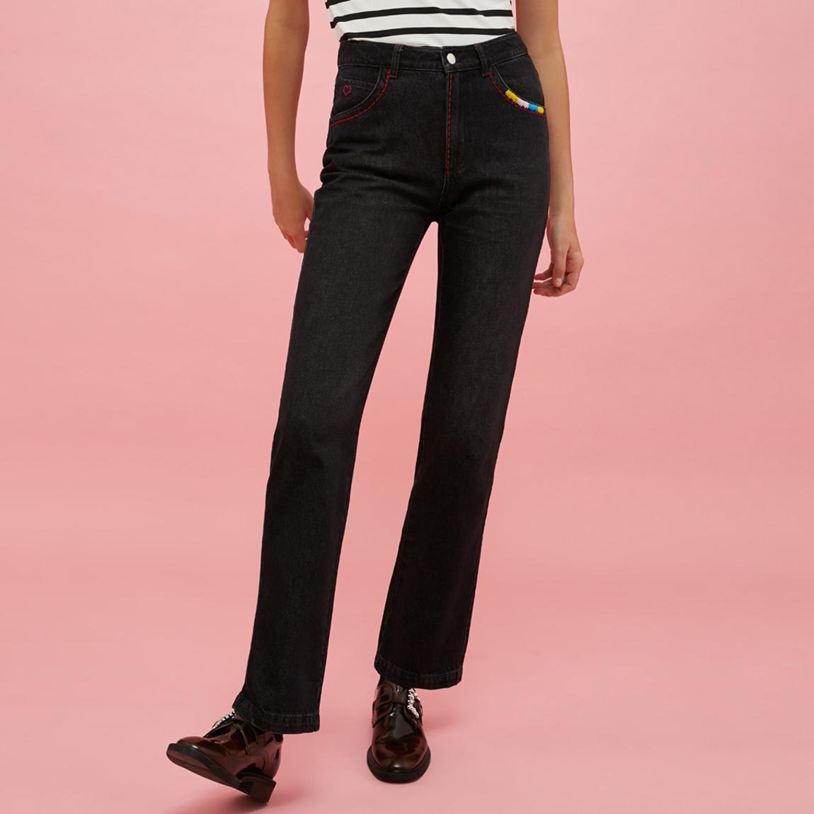 Black Tamadeni Straight Jeans main product photo